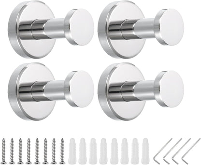 ya 26 10.21 baidi 4Pcs Towel Hooks for Hanging 304 Stainless Steel Round Mounted Hanger Chrome