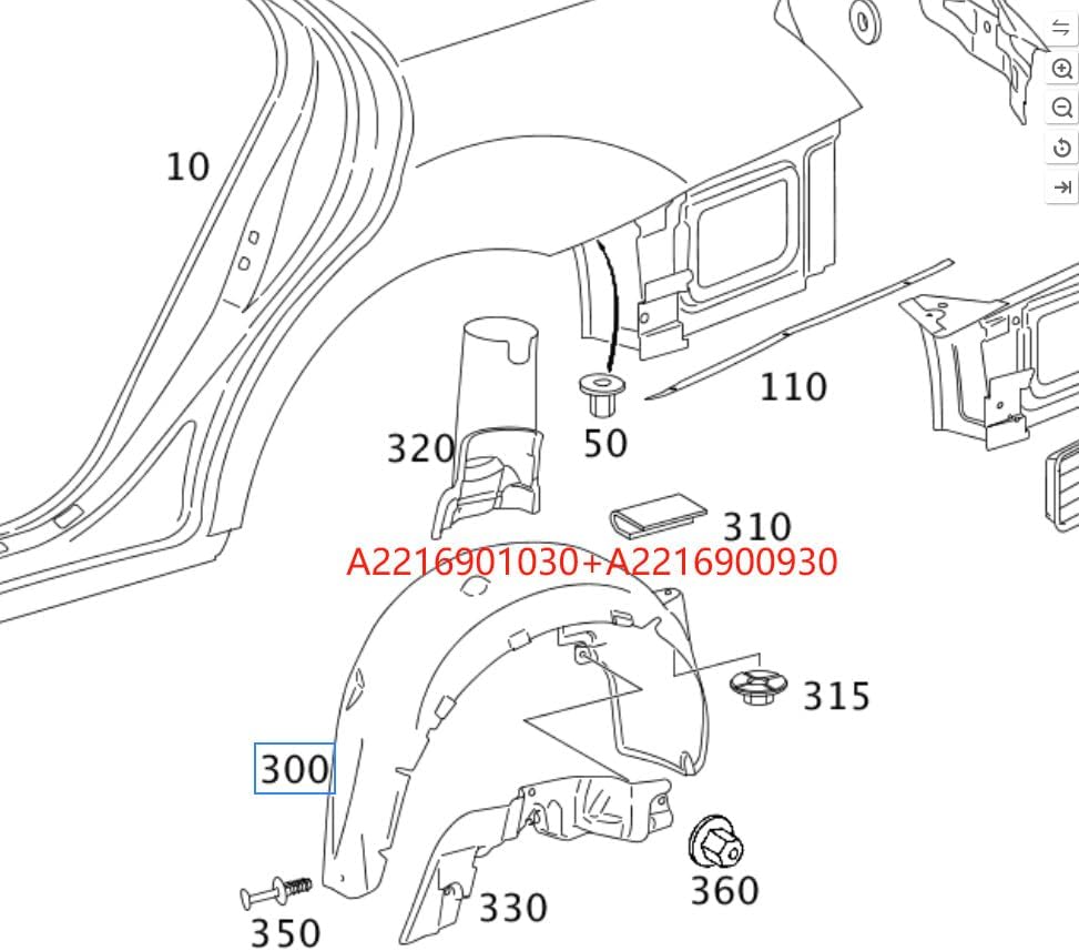 ya 5 8.10 Fits for MERCEDES W221 Sedan Left and Right rear wheel arch Cover 2216900930