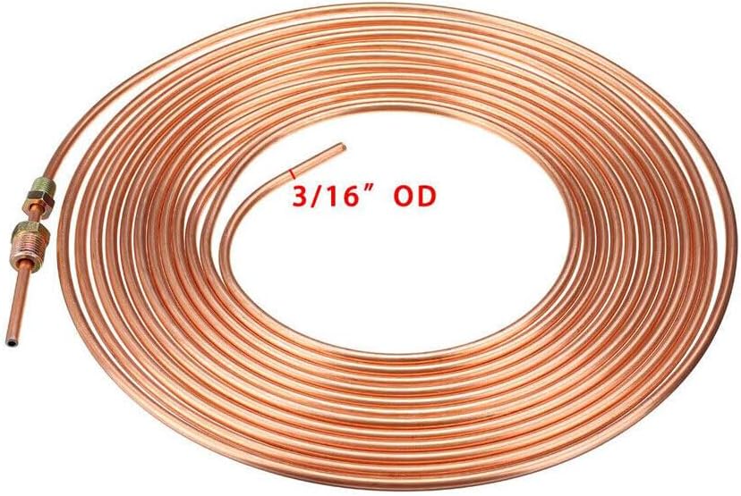 ya 10 9.16 baidi USA 25ft Roll 3/16 OD Brake Line Tubing Kit Copper Nickel w/ 16Pcs Gold Fitting