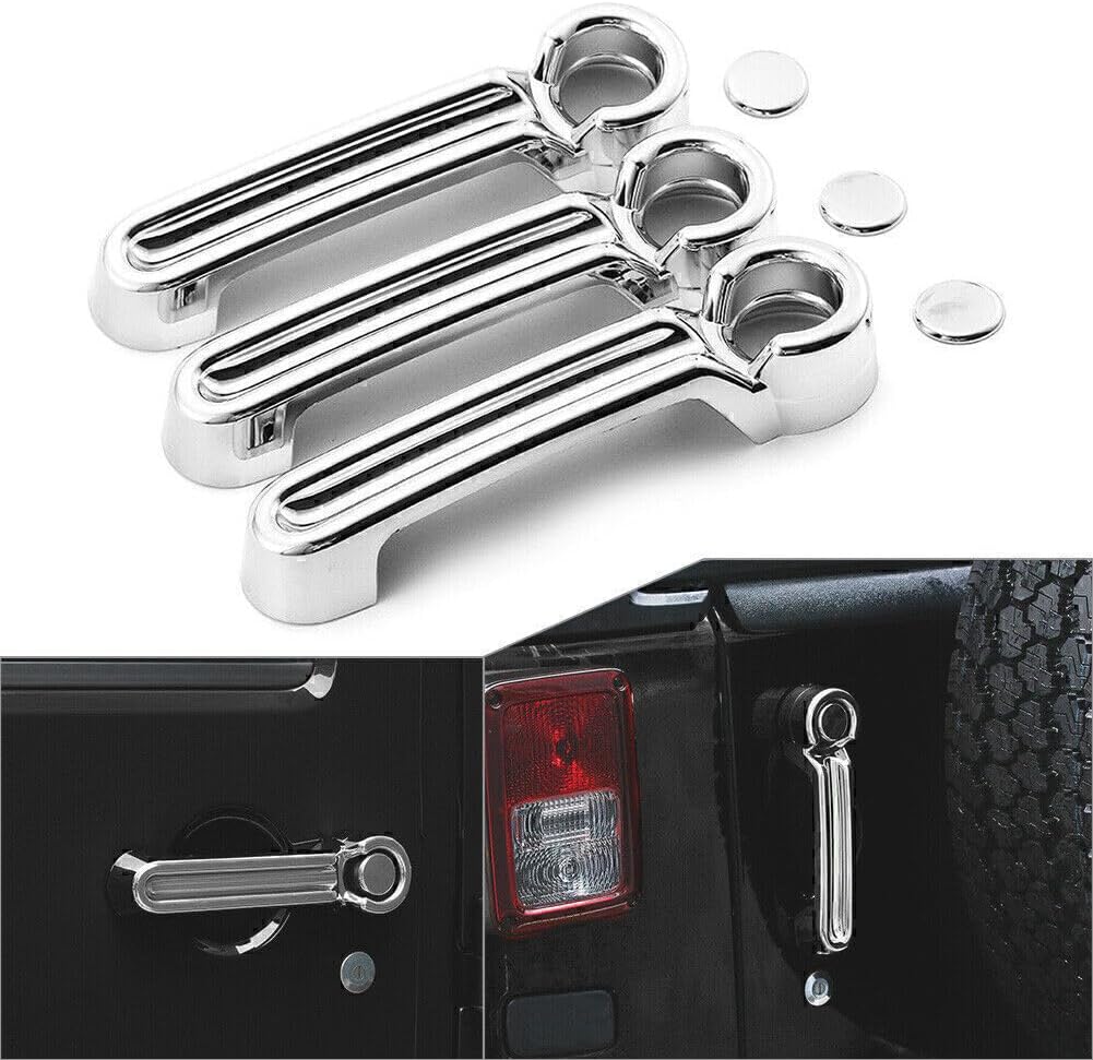 ya 10 9.16 baidi Chrome Exterior Door Handle & Tailgate Cover Trim Fit for Jeep for Wrangler JK 07-17 2Dr