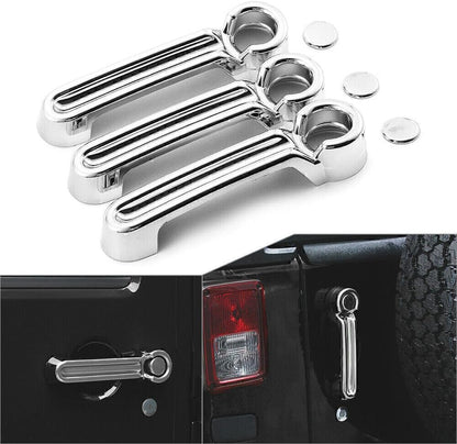 ya 10 9.16 baidi Chrome Exterior Door Handle & Tailgate Cover Trim Fit for Jeep for Wrangler JK 07-17 2Dr