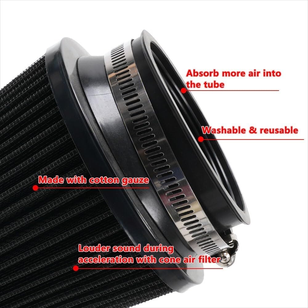 ya 13 9.15 baidi 3 76mm High Flow Inlet Dry Air Filter Cold Air Intake Cone Replacement Black