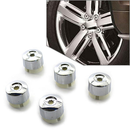 ya 5 8.10 5pcs Chrome Wheel Lug Bolt Caps Fits 2004-2017 for VW Touareg 7L6601173A