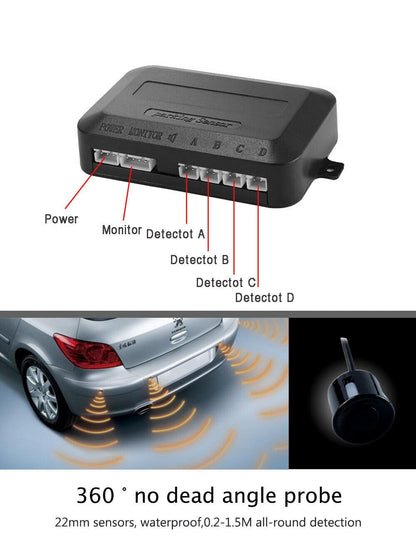 ya 4 8.8 4 Black Parking sensors LED car Backup Reverse Radar System Alarm kit