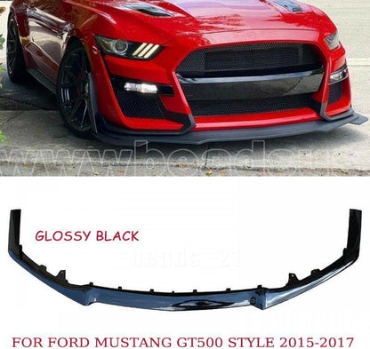 ya 2 8.15 Front Bumper Lip Chin Spoiler for Ford for Mustang GT500 Style 2015-17 Glossy Black