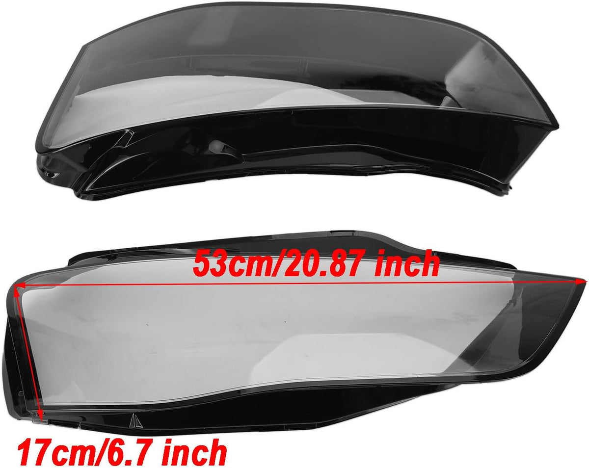ya 10 9.16 zhengce Left +Right Headlight Lens Plastic Cover Shell for Audi A4 B8 Facelift 12-1
