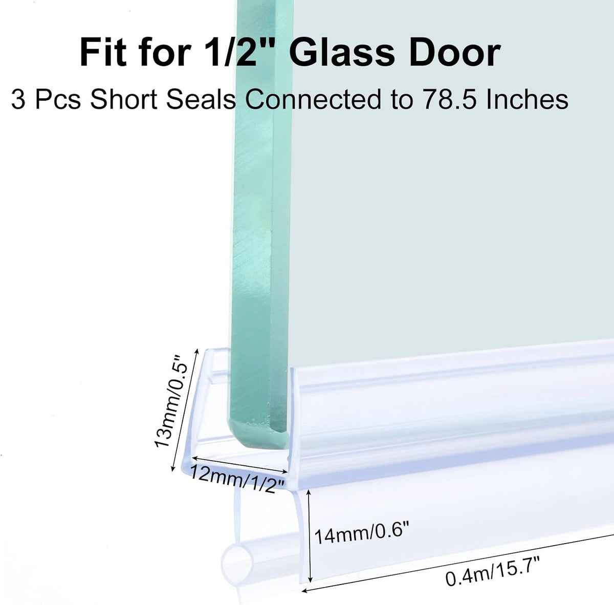 ya 26 10.21 baidi Shower Door Bottom Seal with Drip Rail for 1/2 Glass 47 Long, Clear
