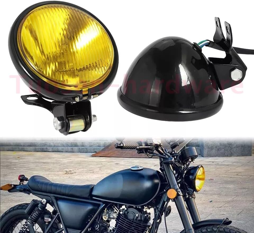 ya 4 8.24 baidi for Harley Chopper Bobber Cafe Racer Black Amber Motorcycle Headlight Headlamp