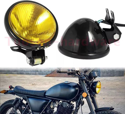 ya 4 8.24 baidi for Harley Chopper Bobber Cafe Racer Black Amber Motorcycle Headlight Headlamp