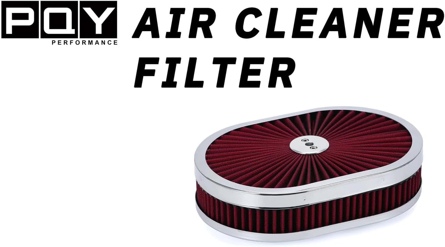 ya 5 8.24 baidi Universal Super Flow 12 Oval Washable Air Cleaner Red Element & Chrome Lid GM