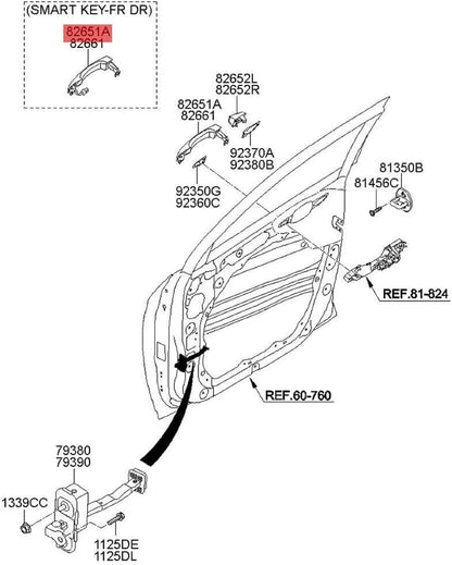 ya 10 9.16 baidi for 2016-21 for Hyundai for Tucson 82651-D3710 Outside Door Handle Front Left for Smart Key