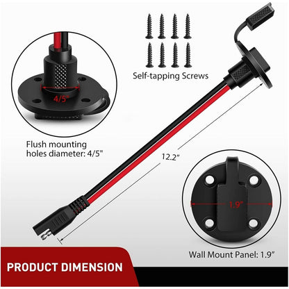 ya 16 10.20 baidi 2*SAE Power Socket Sidewall Port Solar Cable Quick Connect Panel 12AWG 30cm