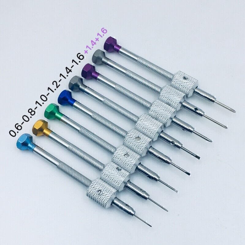 ya 26 10.21 baidi 8Pcs Screwdriver + Metal Base Stand Slotted Cross Screwdrivers Watch Repair Tool
