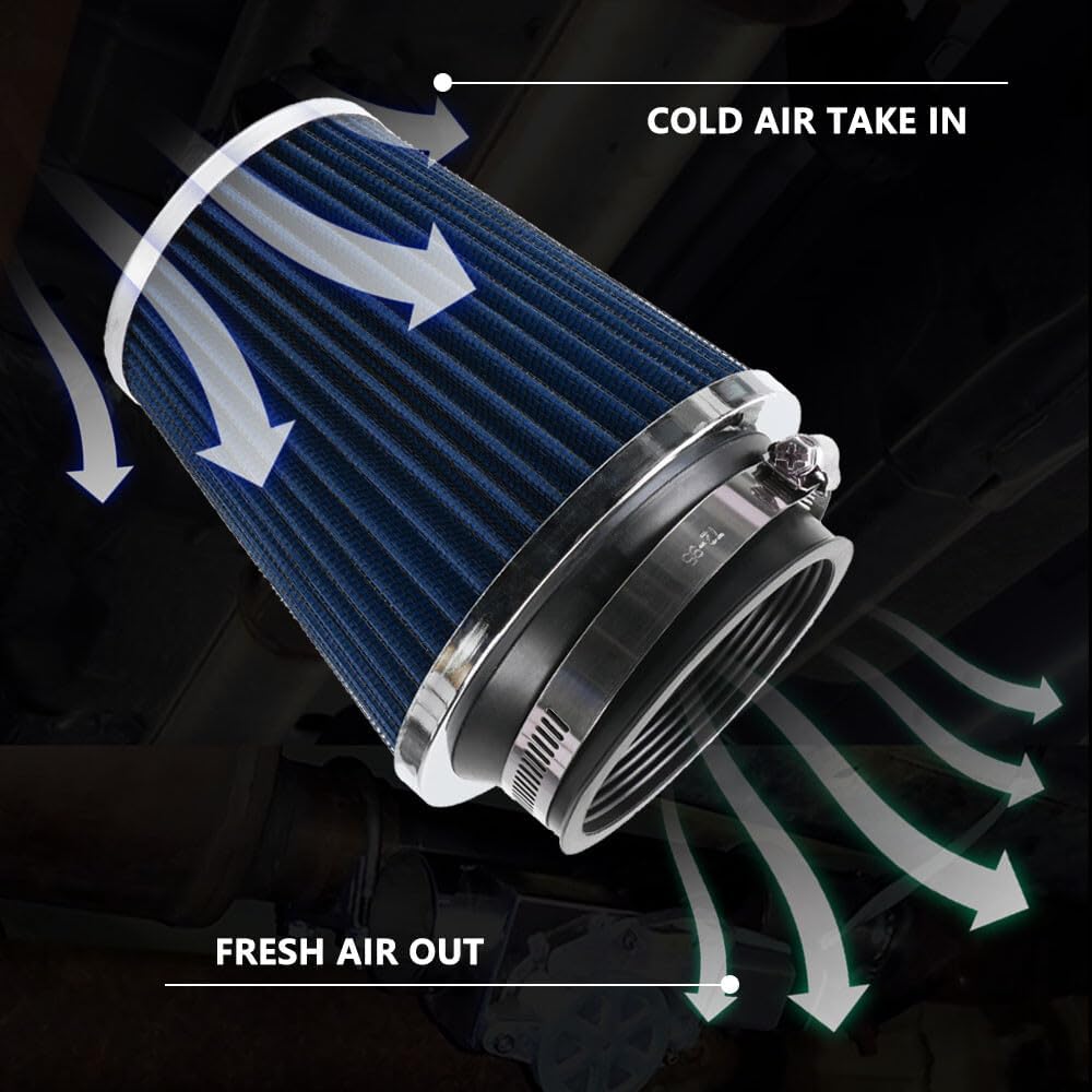 ya 13 9.15 baidi Blue3 76mm High Flow Inlet Dry Air Filter Cold Air Intake Cone Replacement