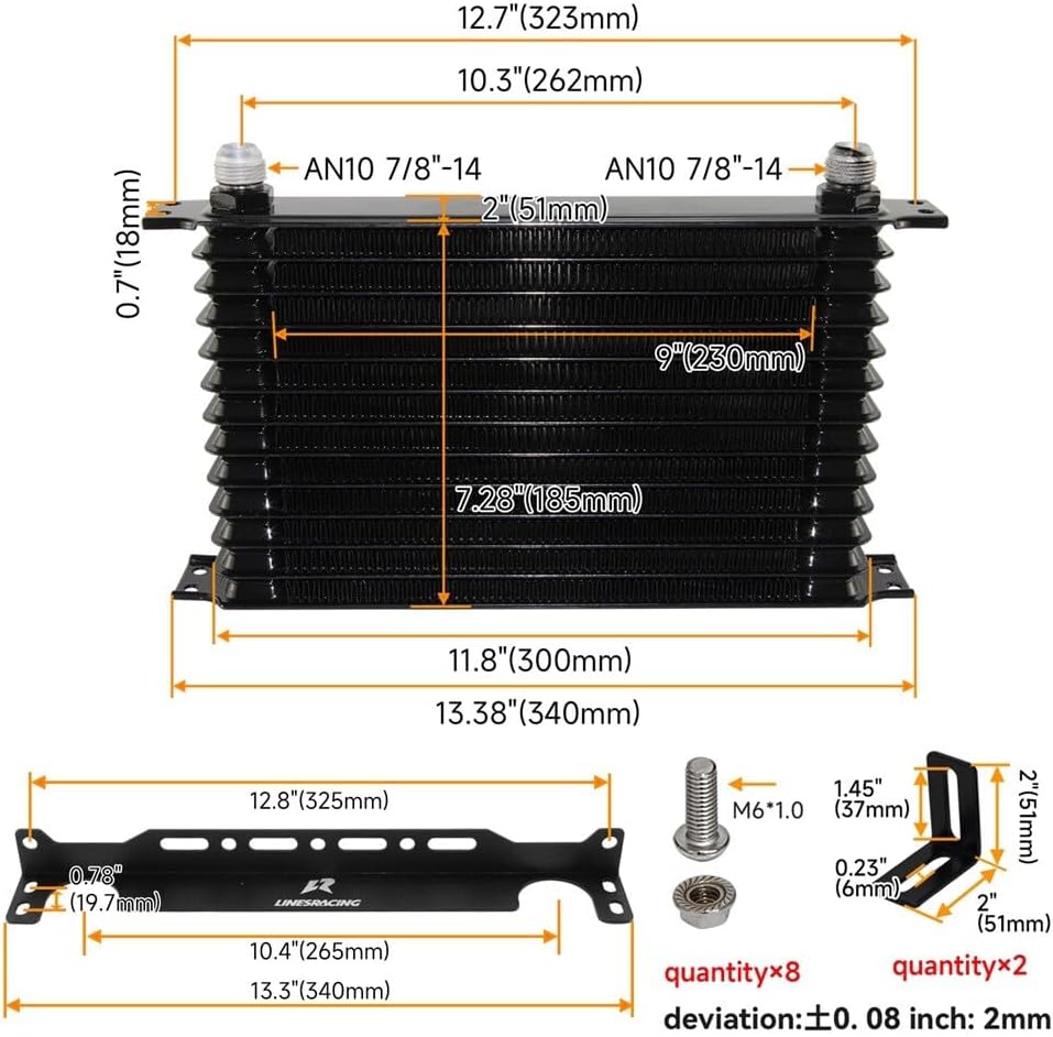 ya 12 10.8 baidi AN10 13Row Oil Cooler Kit for BMW for Mini Cooper S Super for Charger R50 R52 R53+7 Fan