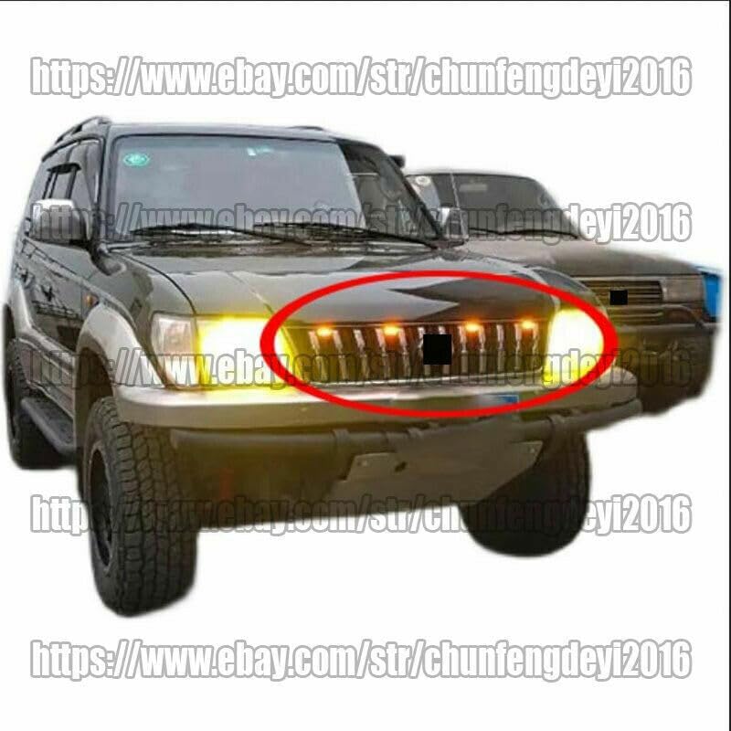 ya 7 8.24 baidi for Toyota Prado LC90 LC95 1996-02 Raptor Style Front Grill LED Light Amber Lens