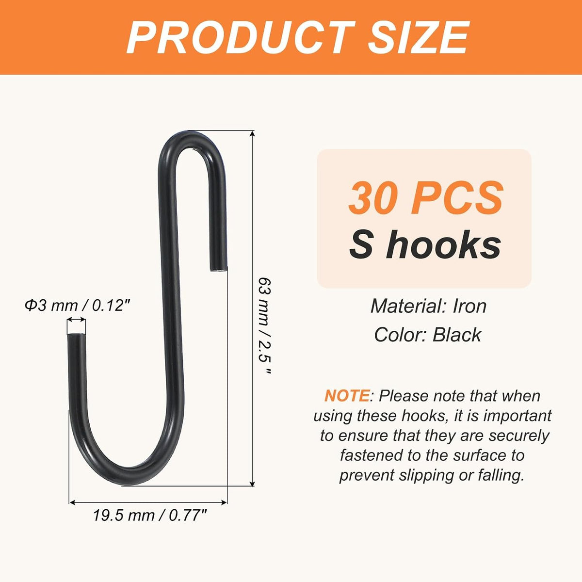 ya 26 10.21 baidi 2.5 S Hooks for Hanging, 30 Pack Hooks for Kitchen, Bedroom, Black Tone