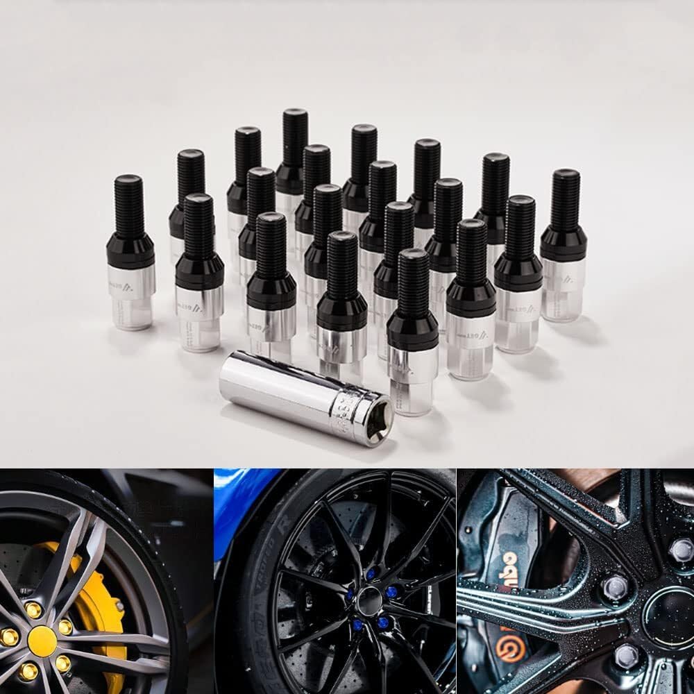ya 10 9.16 baidi 20x Silver M12x1.25 Wheelbase Bolts Tapered for SEAT Pegs 28mm Shank for Jeep for Chrysler -