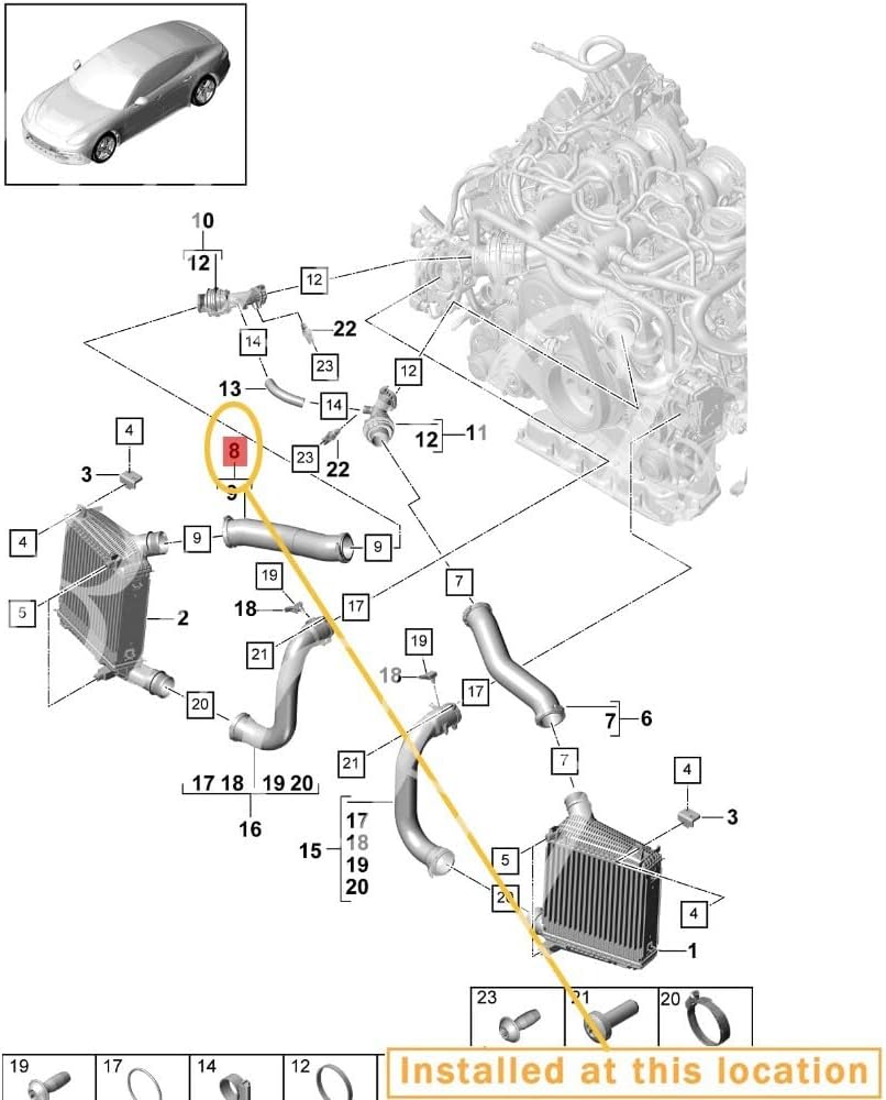 ya 10 9.16 baidi Suitable for PORCHE for PANAMERA RIGHT UPPER side air input interface tube 971145708-
