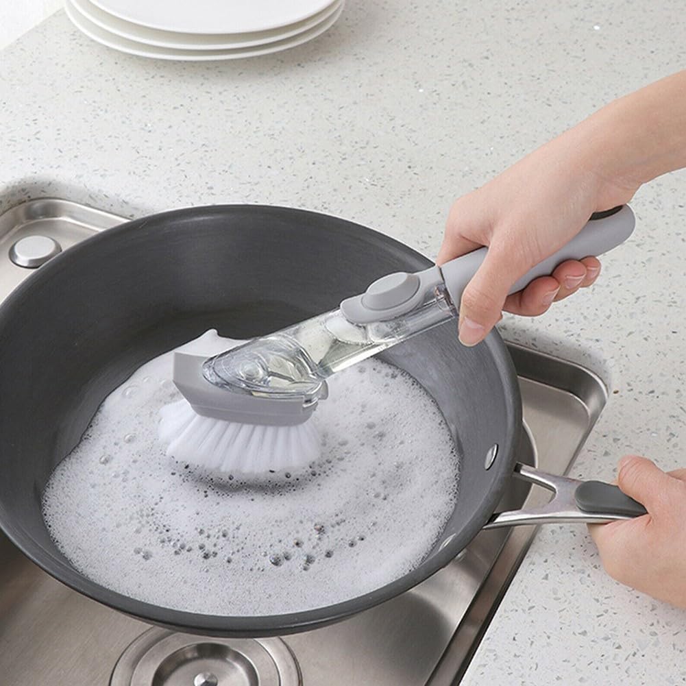 ya 14 9.20 baidi Kitchen Long Handle Cleaning Brush-Dish Bowl Washing Spon Liquid Dispenser New-1