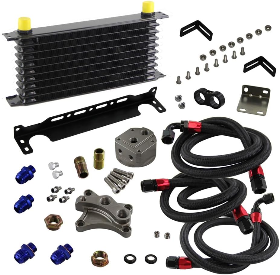 ya 12 10.8 baidi 10 Row Trust Oil Cooler Kit for Nissan Silvia S13 S14 S15 180SX 200SX SR20DET BK