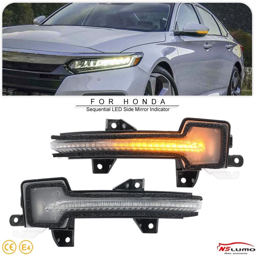 ya 4 8.10 Sequential LED Side Mirror Turn Signal Lights for 2018+ for Honda for Accord for Civic Touring 