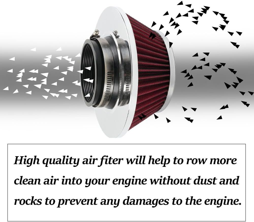 ya 13 9.15 baidi 3 76mm Mushroom Head High Flow Dry Air Filter Cold Air Intake Red Air Filter