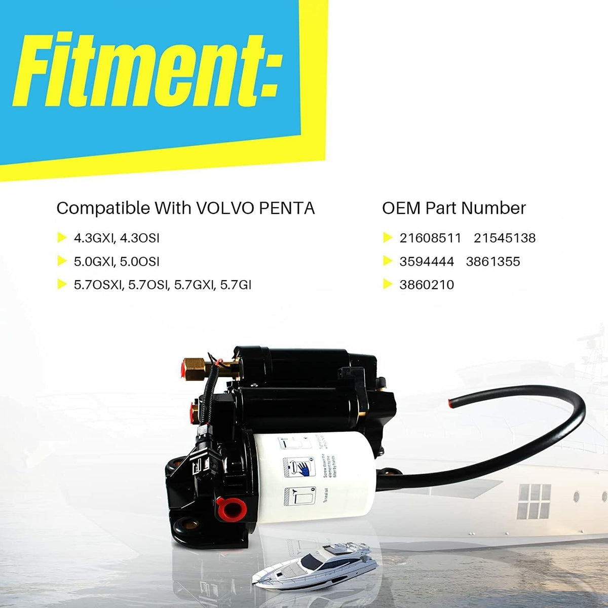 ya 27 10.13 baidi New Electric Fuel Pump Assembly 21608511 21545138 for Volvo Penta 4.3L 5.0L 5.7L