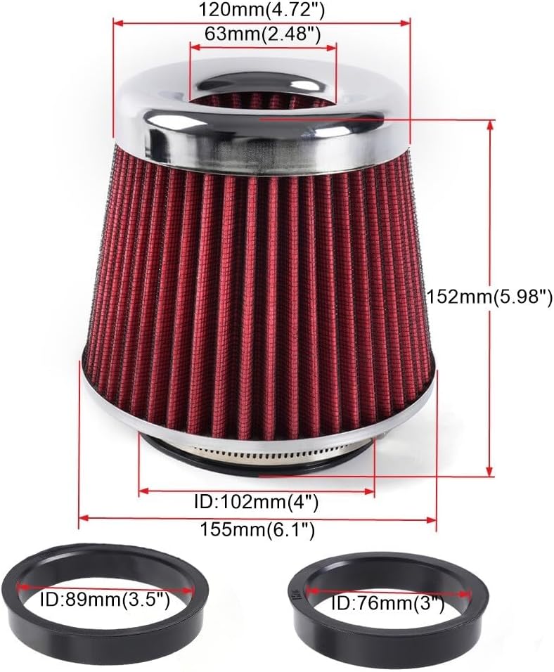 ya 13 9.15 baidi Red High Flow Per for MAN ce Cold Air Intake Air Filter 3/3.5/4 Inlet 5 Tall