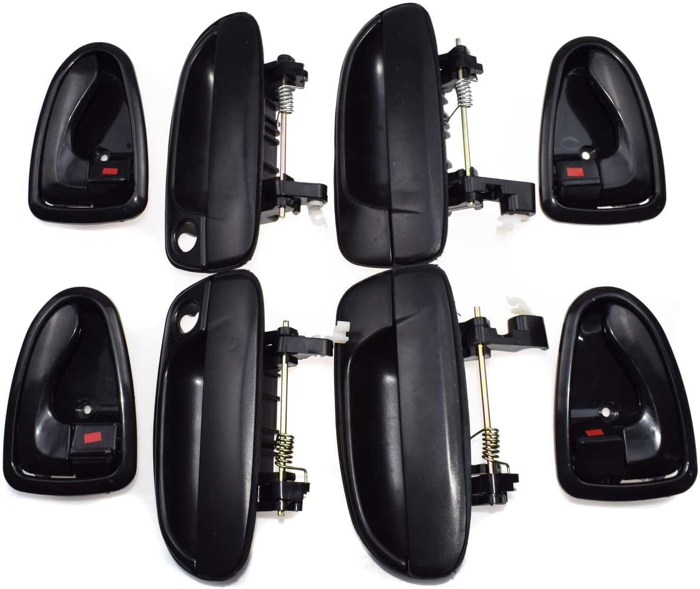 ya 2 8.15 Black Exterior and Interior Door Handle 8 Piece Set for Modern Accent 2000-2006 