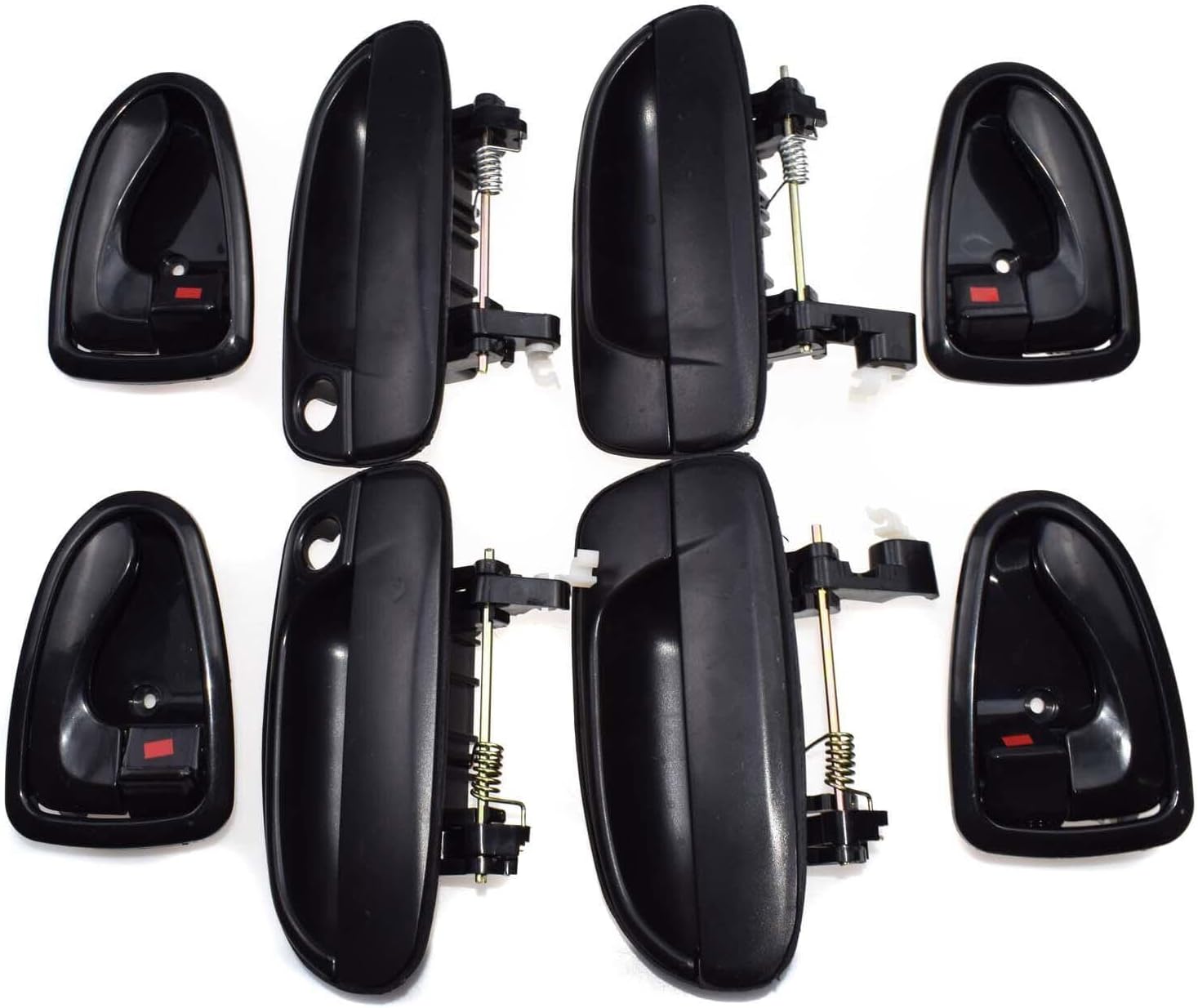 ya 2 8.15 Black Exterior and Interior Door Handle 8 Piece Set for Modern Accent 2000-2006 