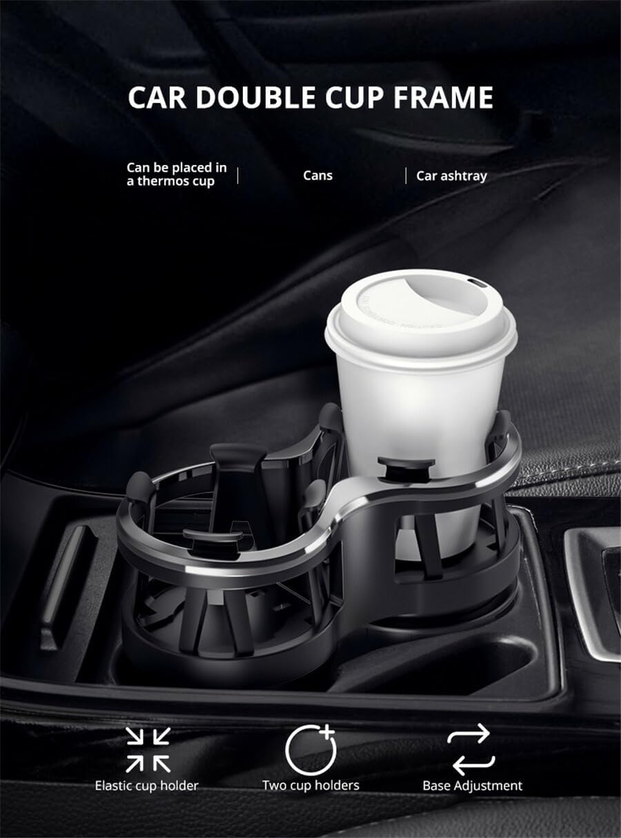 ya 6 8.14 Universal Car Double Glass Frame Drink Elastic Cup Holder Base Adjustment