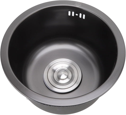 ya 26 10.21 baidi Black Round Kitchen Sink Bar Stainless Steel Basin Single Bowl With