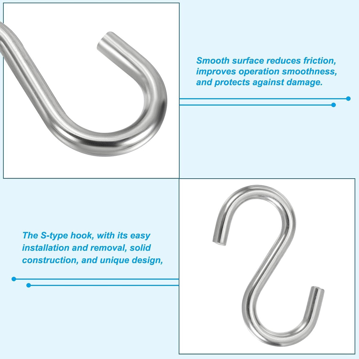 ya 26 10.21 baidi 2 Pack S Hooks 3.2 Inch for Hanging Hammock Stand Swing Silver Tone