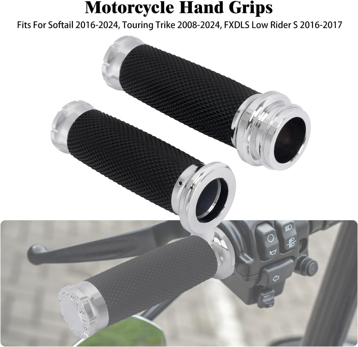 ya 11 9.14 baidiChrome Electronic Throttle 1 Hand Grips for Harley Touring Electra Glide 08-24