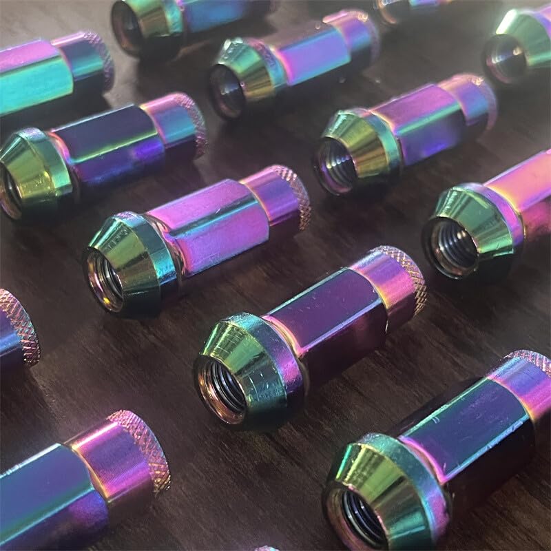 ya 10 9.16 baidi 20pcs M12x1.5 Lug Nuts 48mm Steel Open End Wheel Nuts Bolts w/Socket Colorful