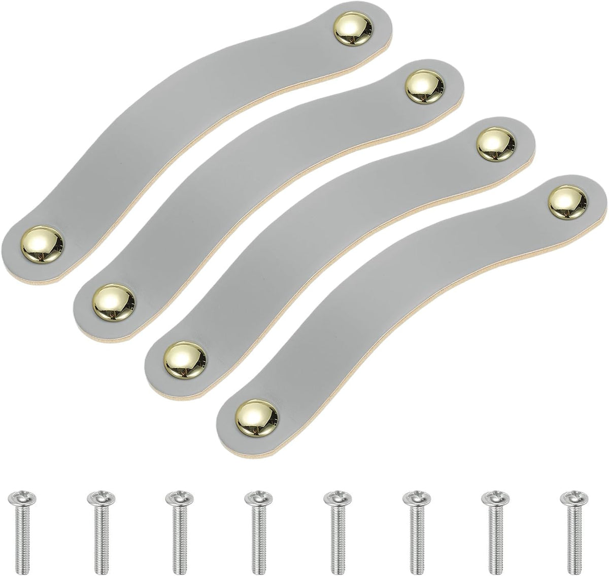 ya 26 10.21 baidi 4 Pcs Leather Drawer Pulls Double Hole Leather Handle with Screws Gray