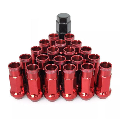 ya 10 9.16 baidi 20pcs Red Racing Extended Open End Tip Steel Wheel Lug Nuts M12x1.25+ Adapter