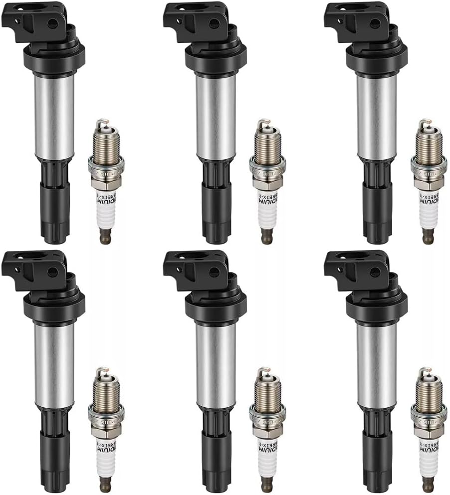 ya 9 10.24 6 pcs ignition coils + 6 spark plugs for BMW 325i 328i 330i 530i X3 X5 X6 UF515 UF522-
