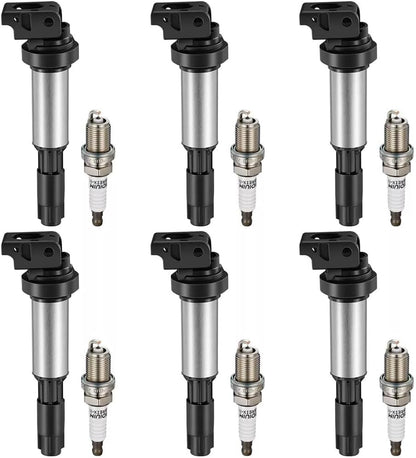 ya 9 10.24 6 pcs ignition coils + 6 spark plugs for BMW 325i 328i 330i 530i X3 X5 X6 UF515 UF522-