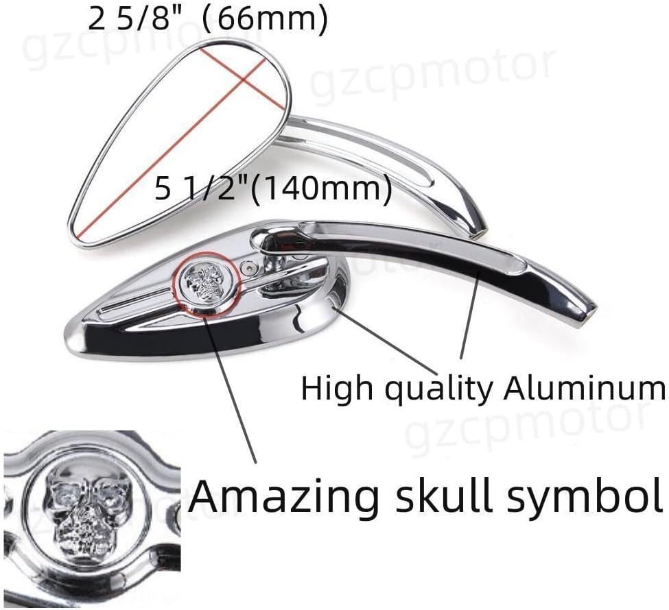 ya 13 9.15 baidi Chrome skull teardrop rearview mirror for Harley Dyna Touring Electra Road Glide-