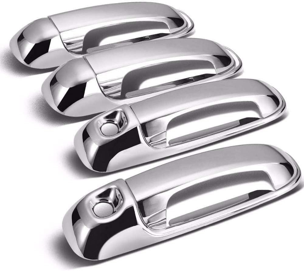 ya 10 9.16 baidi 4-Door Chrome Door Handle Covers W/2 Keyholes for 2002-2008 for Dodge for Ram 1500 2500