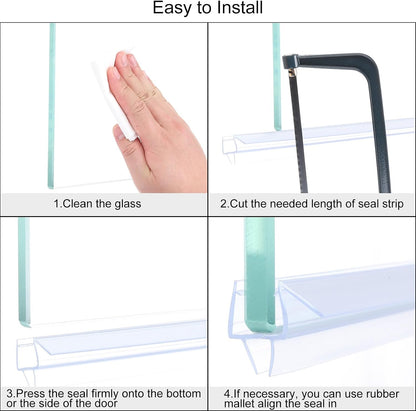 ya 26 10.21 baidi Shower Door Bottom Seal with Drip Rail for 1/2 Glass 47 Long, Clear
