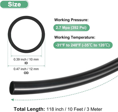 ya 14 9.20 baidi 3 Meter Nylon Hose Tube, 10x12mm(IDxOD) PA6 Pneumatic Air Tubing Black-1