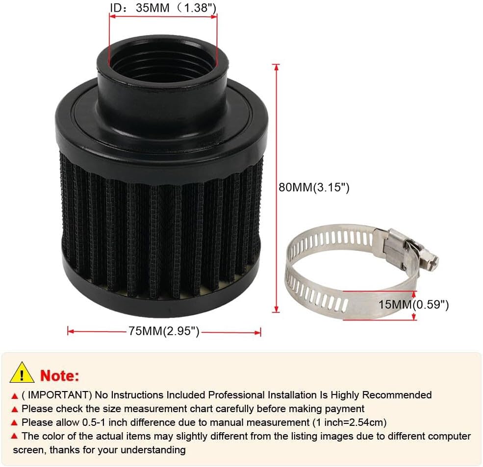 ya 13 9.15 baidi Black 35mm Inlet Air Filter Universal Cold Air Intake Filter High Flow Breather