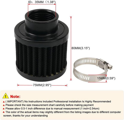 ya 13 9.15 baidi Black 35mm Inlet Air Filter Universal Cold Air Intake Filter High Flow Breather