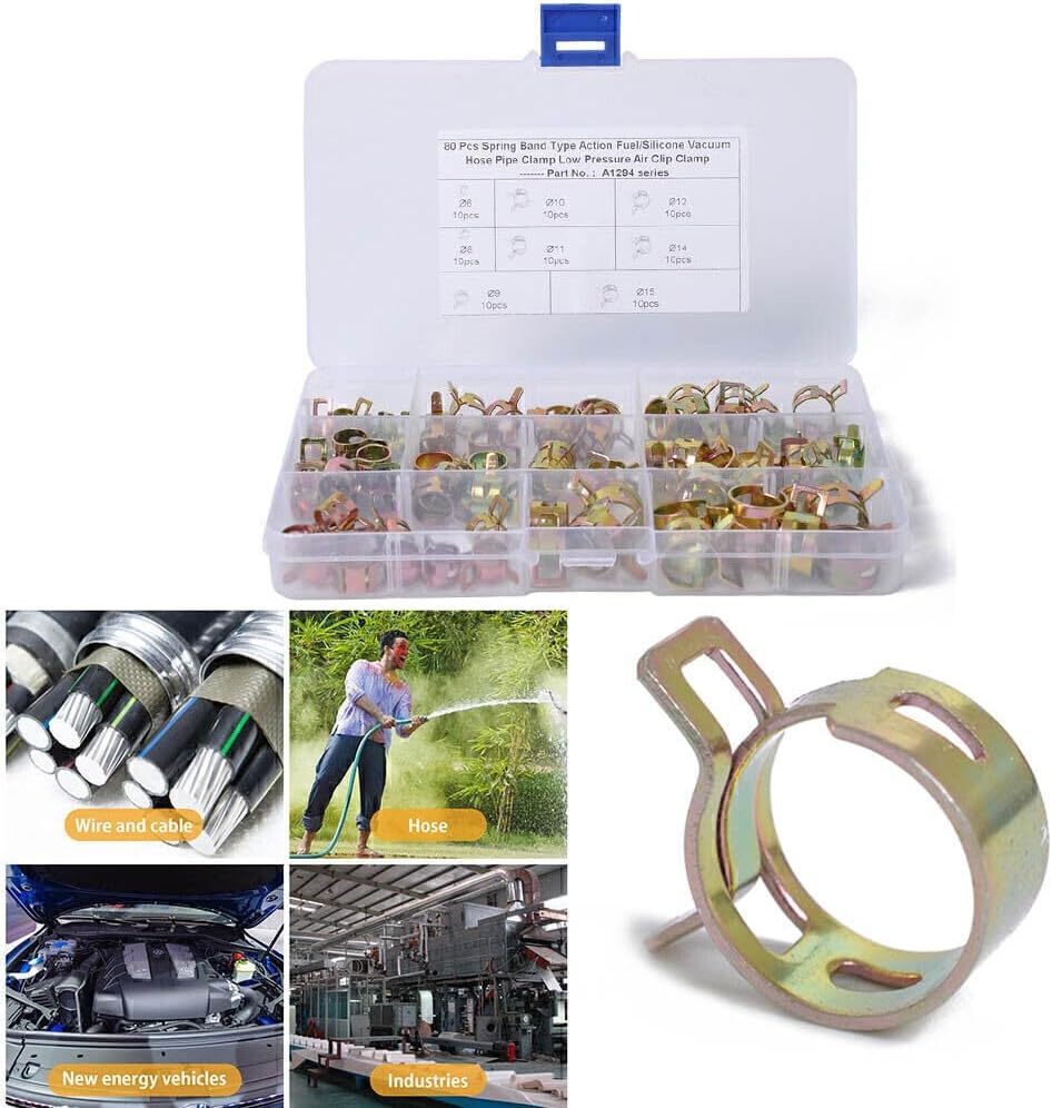 ya 5 8.24 baidi 60x 6-15mm Spring Clips Fuel Water Hose Clip Pipe Tube Clamp Fastener Steel