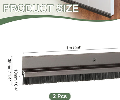 ya 26 10.21 baidi Door Sweep Brush Sweeps 0.4 Black PP Brush 39L x 1.4W -H-Shape(2 Pcs, Brown)