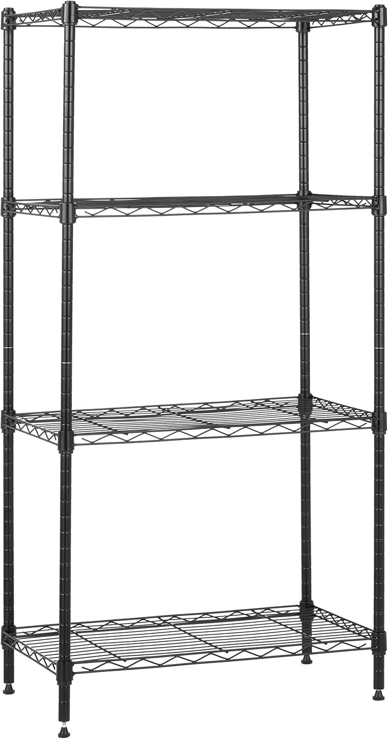 ya 26 10.21 baidi 4 Wire Stora Shelves, Adjustable, Sturdy, Easy to Assemble, Black