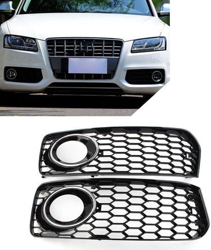 ya 4 8.10 for Audi A5 S5 B8 RS5 Honeycomb Mesh Front Bumper Fog Light Grille Cover